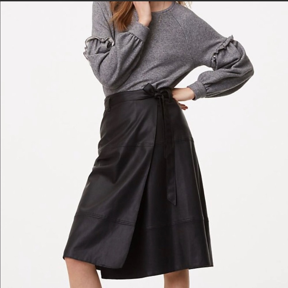 LOFT faux leather wrap skirt